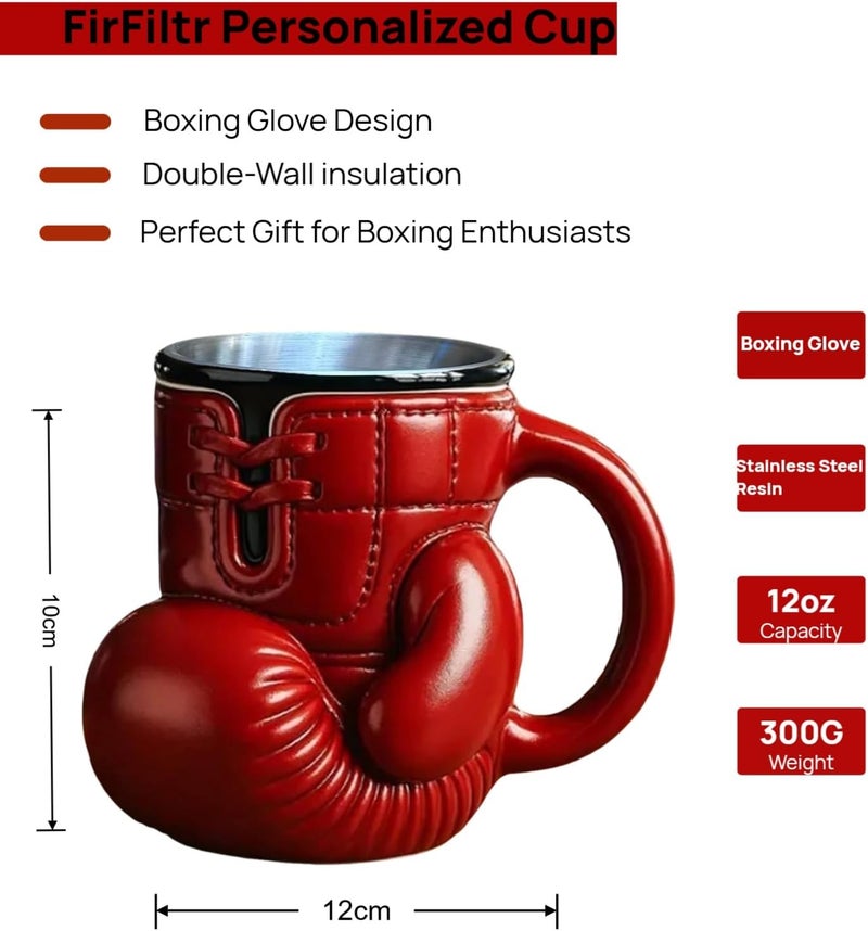 FirFiltr Boxing Glove Stainless Steel Cup,Personalized Coffee Mug with Insulated Handle,Insulated travel coffee tumbler,Funny Boxing Gift Trainers Men Women,for Sports Enthusiast,Birthday, Christmas - Image 3